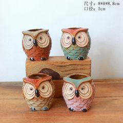 Pottery succulent pot, owl succulent pot, animal pot, ceramic pot, desktop pot, 1110