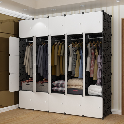 Plastic wardrobe modern minimalist wardrobe household multi-functional assembled wardrobe bedroom large capacity storage cabinet direct sales