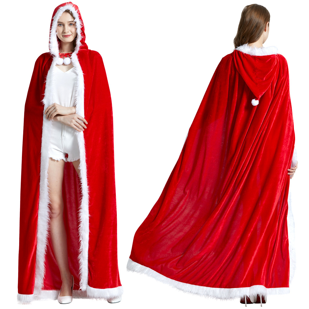 Christmas long cape performance party red velvet cape playing cosplay adult women's clothing