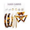 Acrylic earrings, retro set, European style, suitable for import, 6 pair, simple and elegant design