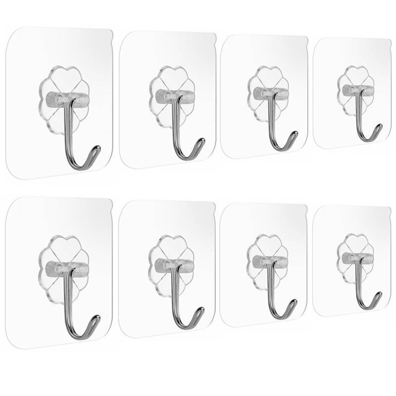 Transparent Traceless Adhesive Hook Transparent Transparent Flower Hook Magic Sticker Hook Multi-Purpose Strong Traceless Hook Wholesale