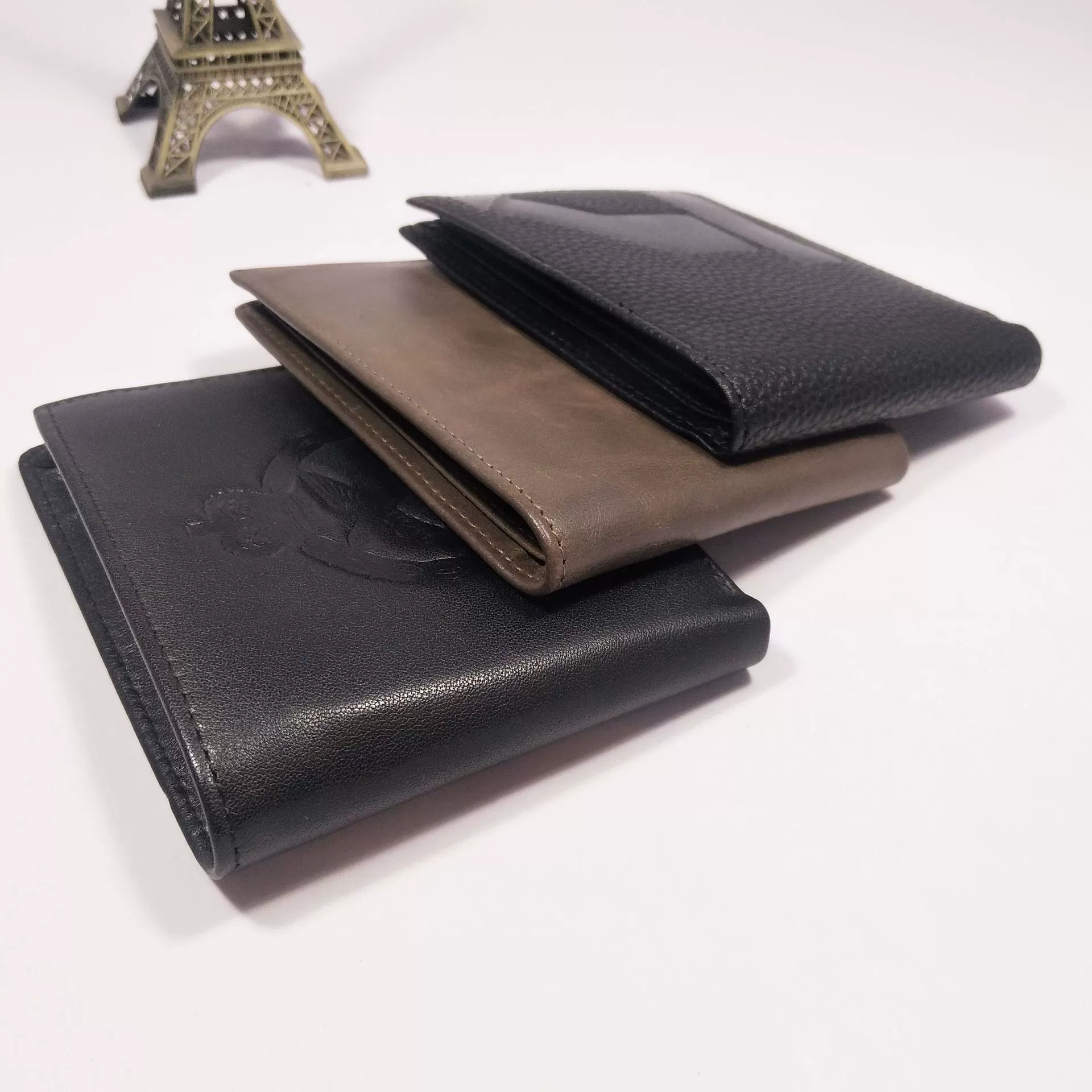Leather wallet, short card holder, genuine leather, cowhide