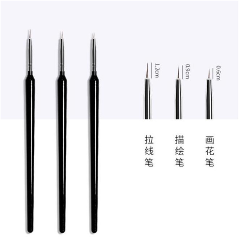 Cruz-frontera especial para gran cabeza clavo pluma café varilla 3 unids tirar línea gancho flor pintura pluma uñas pintura al por mayor