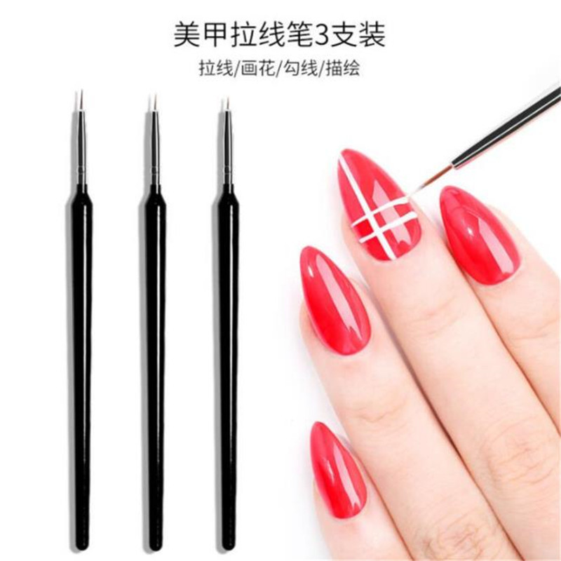 Cruz-frontera especial para gran cabeza clavo pluma café varilla 3 unids tirar línea gancho flor pintura pluma uñas pintura al por mayor