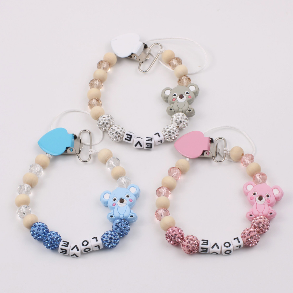 Bebé suministros de silicona bebé chupete cadena registro silicona Kaola dibujos animados anti-caída cadena