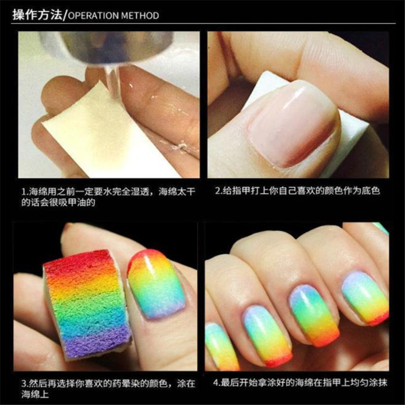 Nail Art Blooming gradiente esponja DIY Arco Iris creativo suministros de uñas al por mayor fácil de hacer gradiente de uñas arte 8 Pack