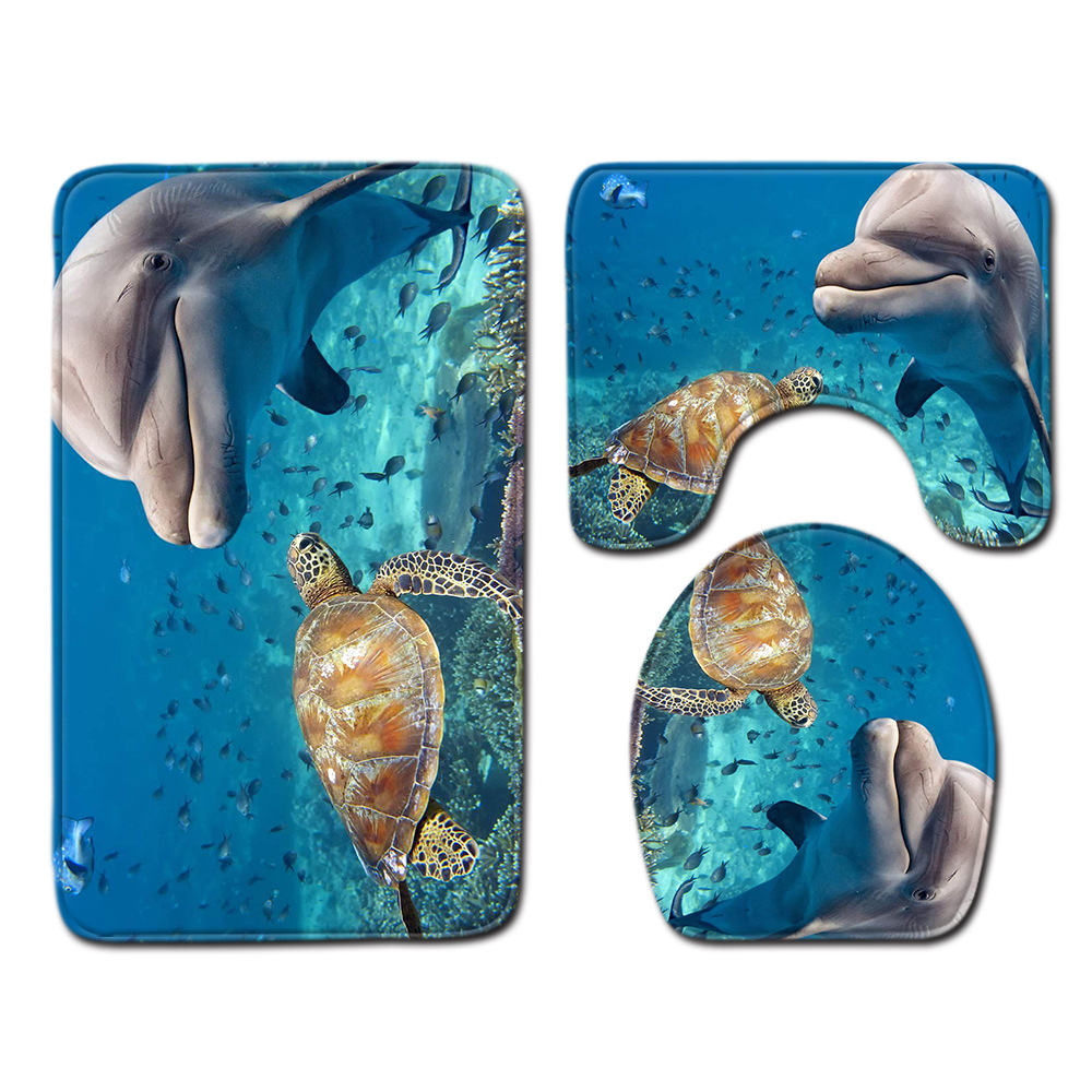 Delfín océano 3D estilo baño alfombra de piso traje antideslizante alfombra de piso transfronterizo Venta caliente suministro entrega patrón