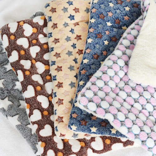 Pet Cotton Pad Autumn/Winter Thick Dog Mat Cat Sleeping Blanket Dog Warm Sleeping Pad Pet Small Fleece with Cotton