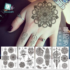 Cross-border black tattoo stickers, retro hand pattern tattoo stickers, mandala flower collarbone temporary tattoo stickers
