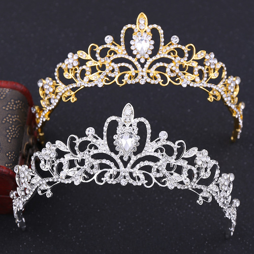 Wedding classic hair accessories, bride Korean style fashion rhinestone crown, large crown wedding headwear manufacturer wholesale