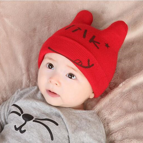 Autumn and winter Korean style children's hats, letter flip knitted hats, baby pullover hats, warm hats for boys and girls, manufacturer