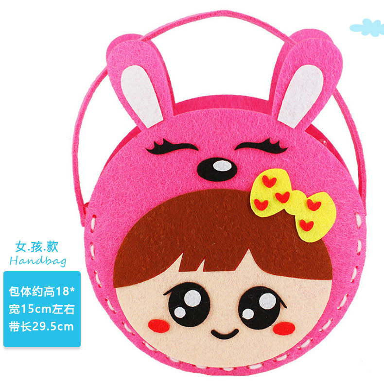 Tela no tejida de bricolaje para niños Bolsa no tejida hecha a mano de bricolaje Bolso no tejido de pasta de regalo de jardín de infantes