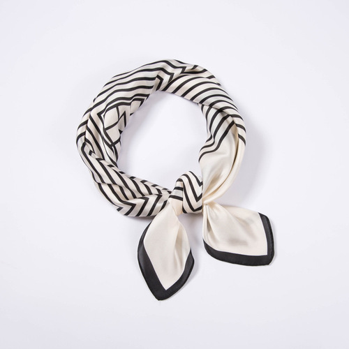 Foreign trade order European and American style striped versatile small silk scarf cross-border spring, summer, autumn 70cm small square scarf women's versatile neckerchief