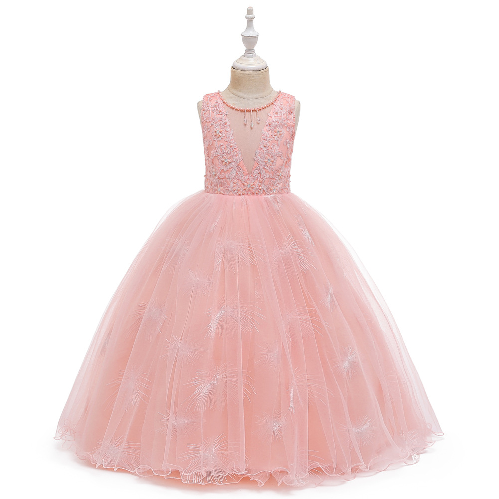 Amazon suministro largo vestido de las niñas vestido de princesa de la pasarela de los niños vestido de fiesta de cumpleaños de los niños