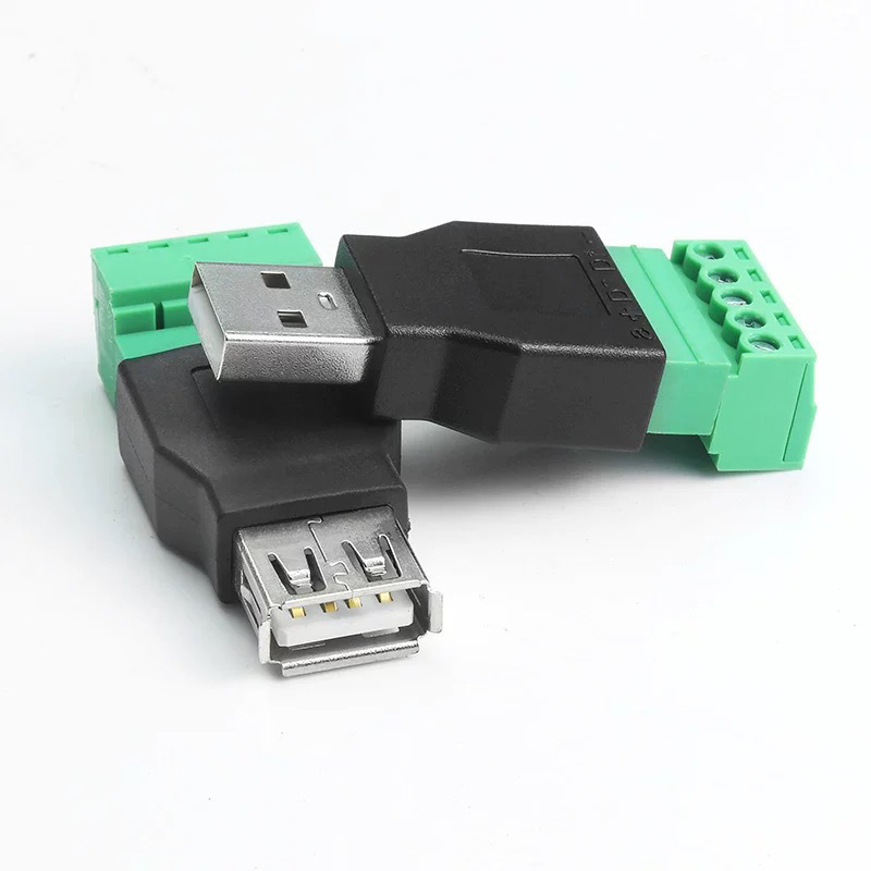 Solderless USB to 5P Terminal USB2.0 Solderless Plug Male Female USB A Male Green Terminal Connector Solderless USB to 5P Terminal USB2.0 Solderless Plug Male Female USB A Male Green Terminal Connector