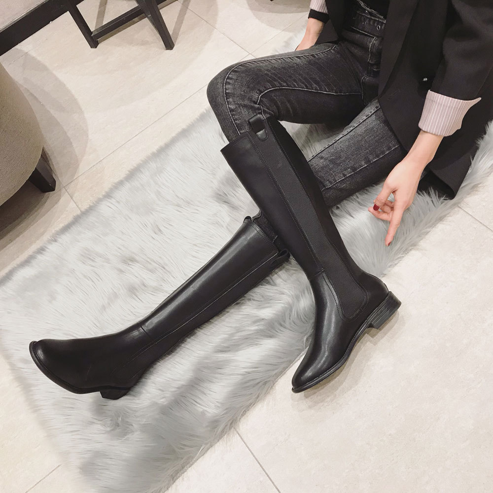 Botas Altas de Caballero para Mujer de Cuero Sintético Resistente al Desgaste para Uso Diario