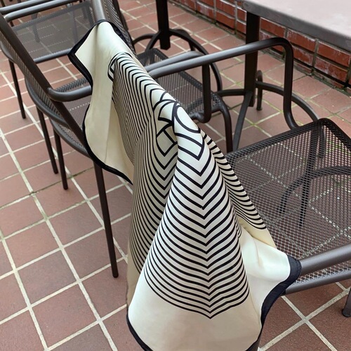 Foreign trade order European and American style striped versatile small silk scarf cross-border spring, summer, autumn 70cm small square scarf women's versatile neckerchief