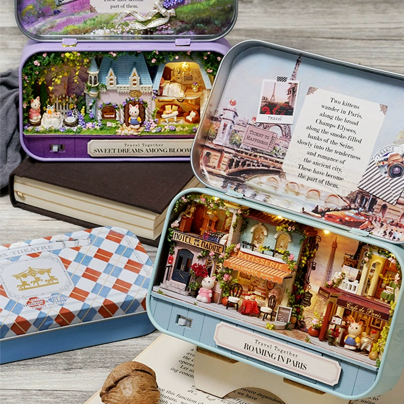 Домашний ящик-зодчий DIY, набор миниатюрных диорам из 3 сцен — включает клей ручной работы и кронштейн-кролик