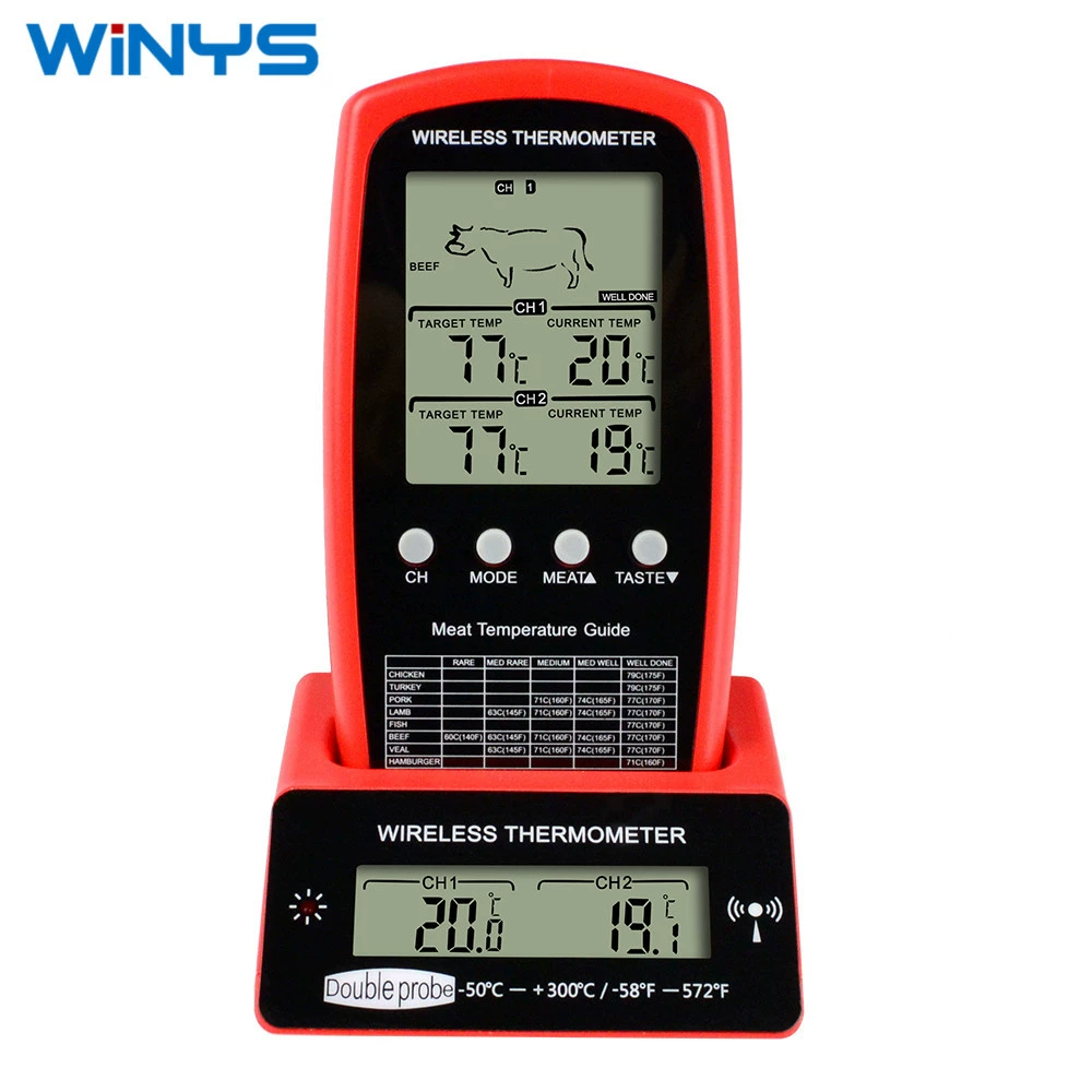 Amazon Новая Кухня Еда Барбекю термометр беспроводной двухканальный цифровой дисплей термометр для мяса Заводской магазин