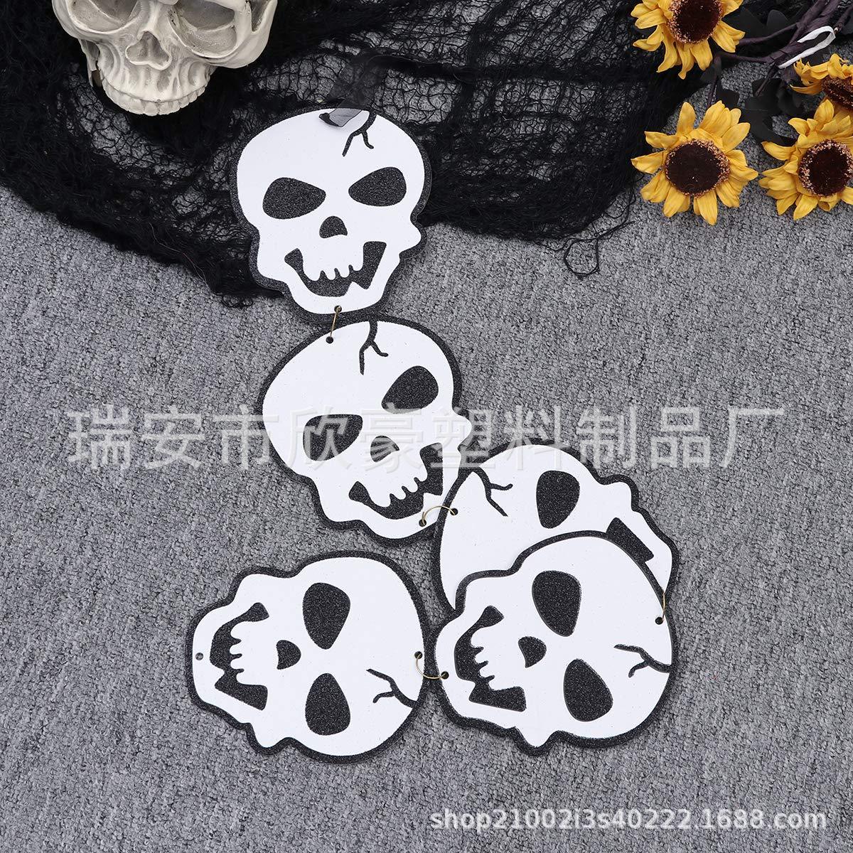 设计外贸pp塑料瓦楞板万圣节骷髅头门挂挂饰牌悬挂墙壁挂钩标志牌