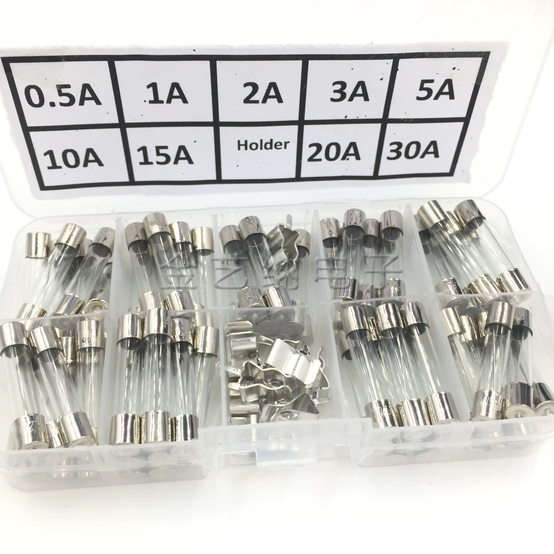 72 шт. 6X30 мм стеклянный предохранитель 0,5A-30A 6*30 мм пакет образцов предохранительной трубки
