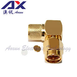 澳讯SMA射频同轴连接器SMA-C-JW5D 弯式公头接LMR300/5DFB/50-5线