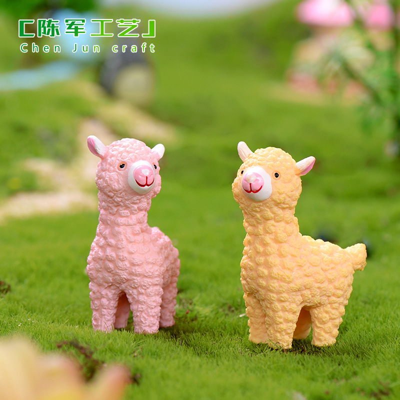 Lạc đà alpaca mini, móc khóa thú cưng, phụ kiện trang trí chậu cây siêu dễ thương (z-CJ-779)
