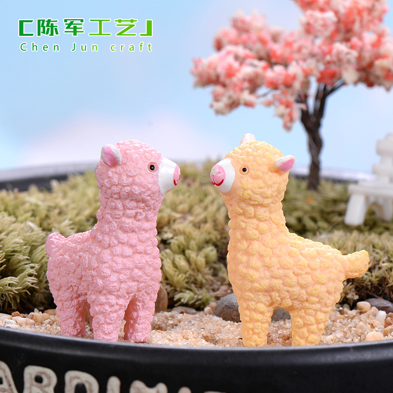 Lạc đà alpaca mini, móc khóa thú cưng, phụ kiện trang trí chậu cây siêu dễ thương (z-CJ-779)
