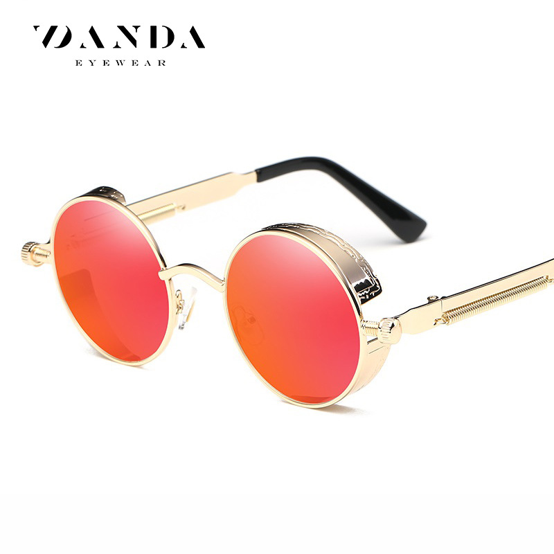 Clásico Steampunk gafas de sol europeo y americano ronda reflectante gafas de sol hombres y mujeres retro moda gafas de sol 0914