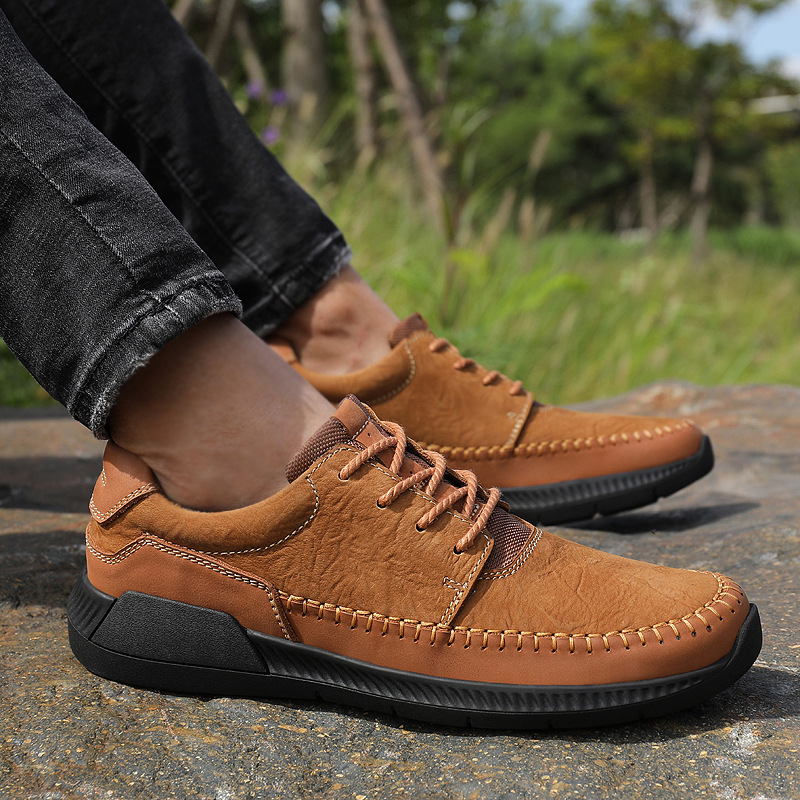 Herrenschuhe, matte Freizeitschuhe aus Leder, Retro-Schuhe, Slipper_voghion.com