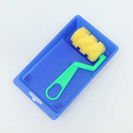 DIY创意涂鸦海绵画刷托盘5件套塑料手柄儿童绘画海绵刷工具