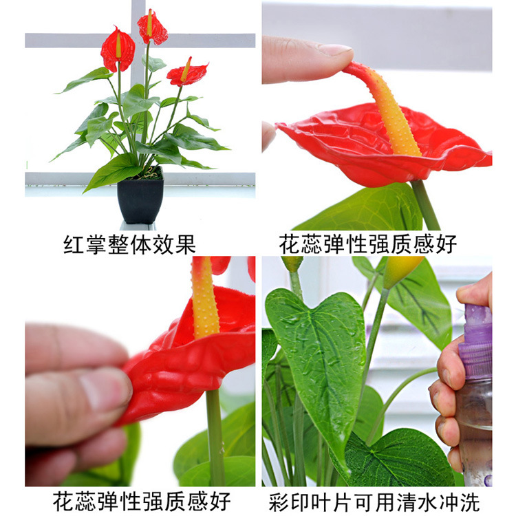 Flor artificial calla lirio rojo Palma sala de estar flor decorativa Flor de plástico artificial bonsai decoración flor falsa bonsai