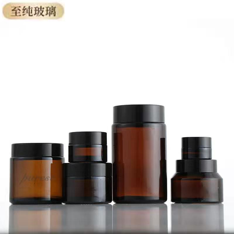 茶色膏霜瓶玻璃化妆品瓶分装30g50g避光面霜眼霜瓶膏体瓶批发