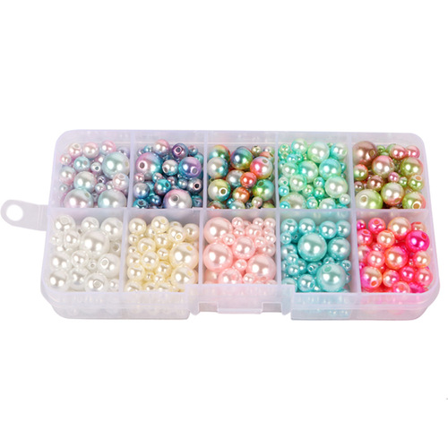 Round perforated plastic imitation pearl DIY handmade beads, hair accessories, loose beads, pendants, clothing accessories boxed