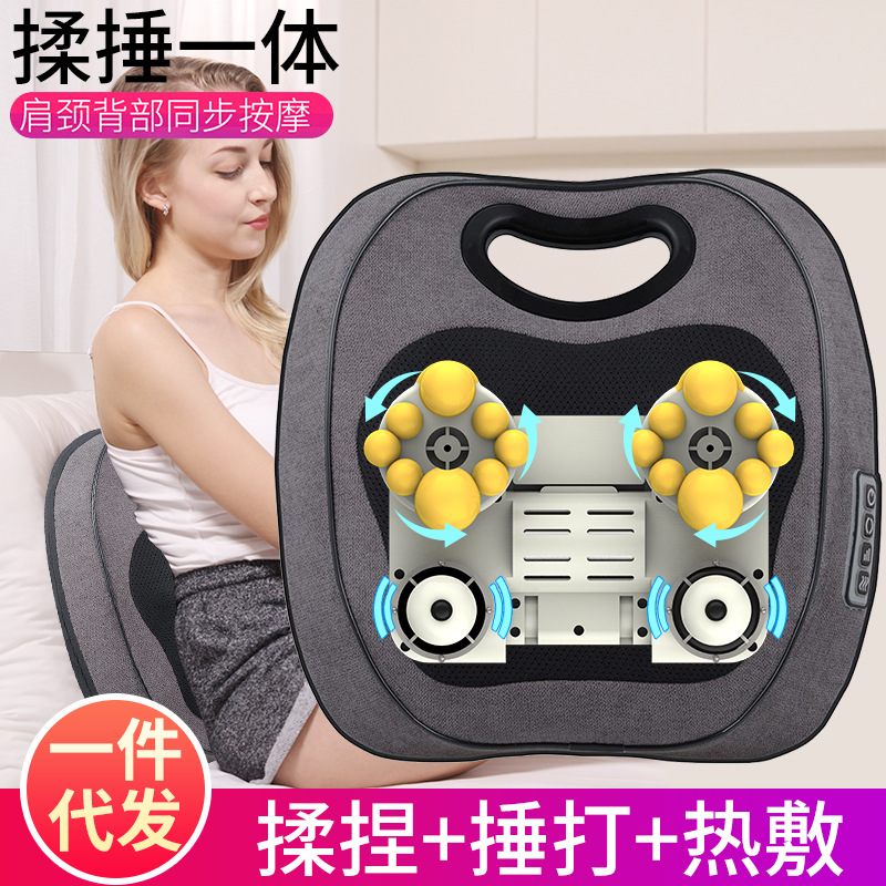 跨境电动按摩枕车载家用按摩靠垫肩颈椎按摩器全身多功能按摩仪