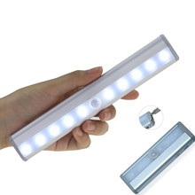 亚马逊人体红外感应橱柜灯长条灯楼道灯10led电池款感应衣柜灯