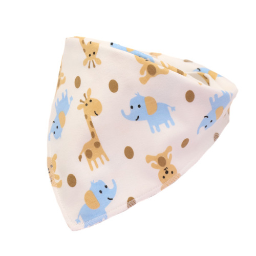 2024 New Large Snap-type Cartoon Knitted Cotton Baby Triangular Turban Knitted Cotton Baby Double-sided Mouth Tissue