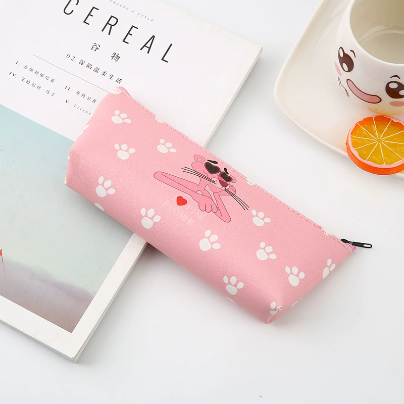 Cartoon cute fresh pencil case, capacious triangular polyurethane storage bag