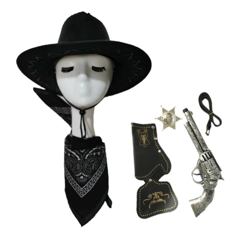 Navidad mascarada accesorios retro occidental vaquero arma de juguete arma mano pistola cubierta cinturón sello plástico mar pistola