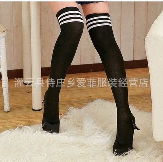 Low Price Wholesale Sexy Lingerie Women's Sexy Black Stripesd Student Socks Uniform Matching Stockings Pair of Socks