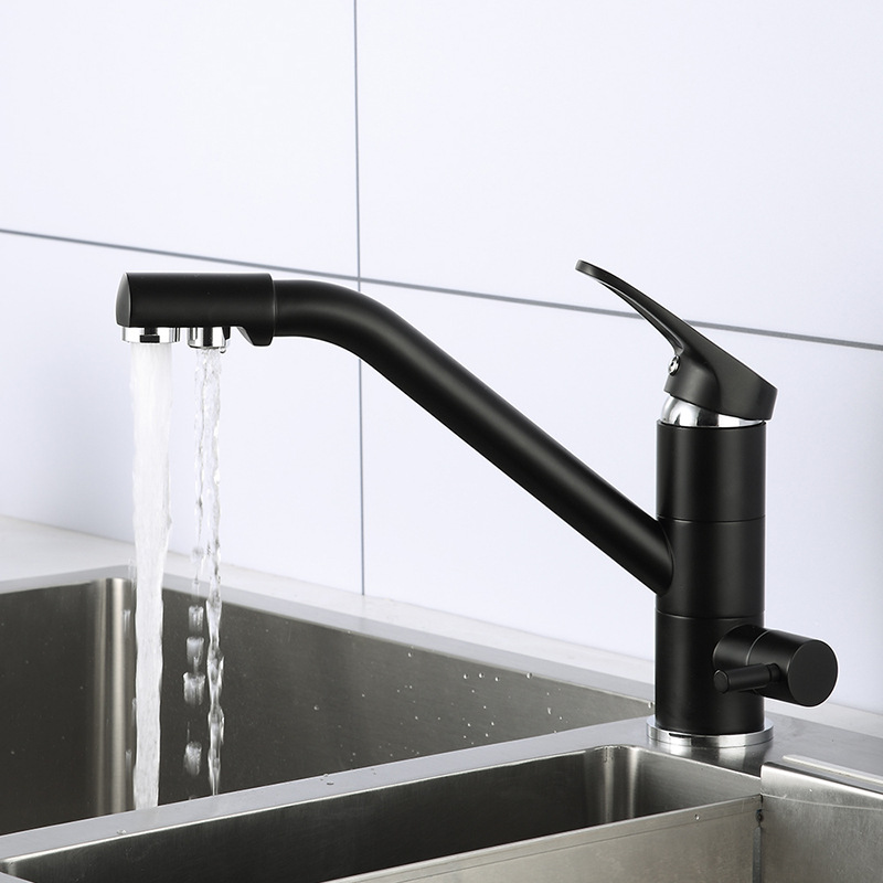 Cobre tres en uno purificador de agua grifo lavabo fregadero grifo de limpieza giratorio recto dispensador de agua pura hogar