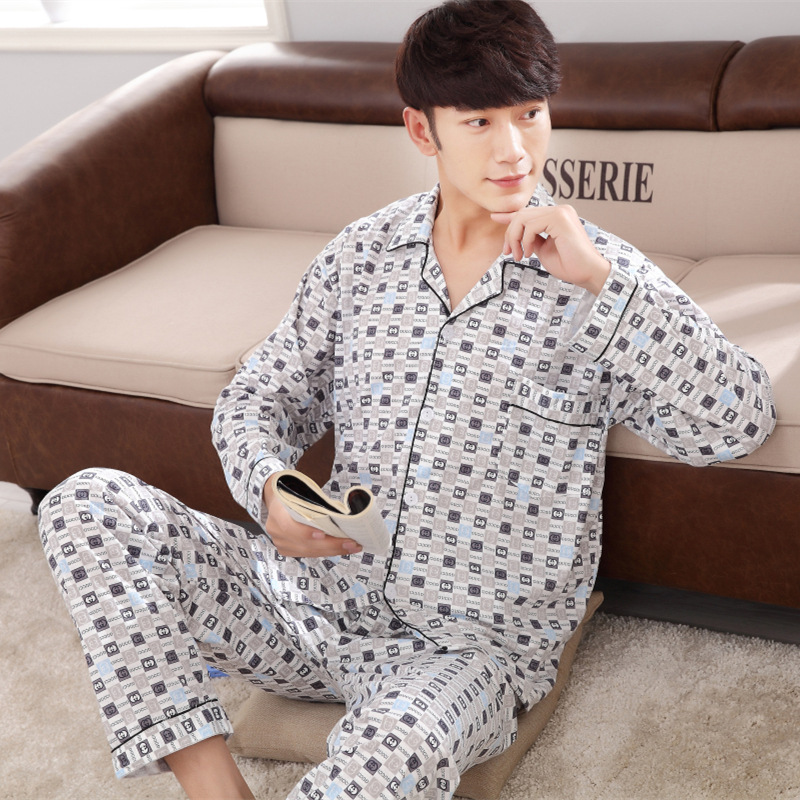 Conjunto de Pijama de Manga Larga para Hombre de Algodón de Punto Cómodo para Hogar image 1