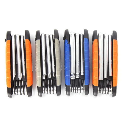 Discoverer portable folding hex wrench set with vanadium steel flat head ball head thread multifunctional screwdriver