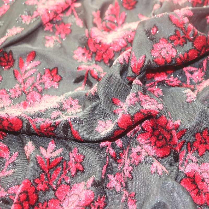 穆斯林头巾旗袍和服面料涤纶彩色塑料金银丝色织大提花丝绒天鹅绒