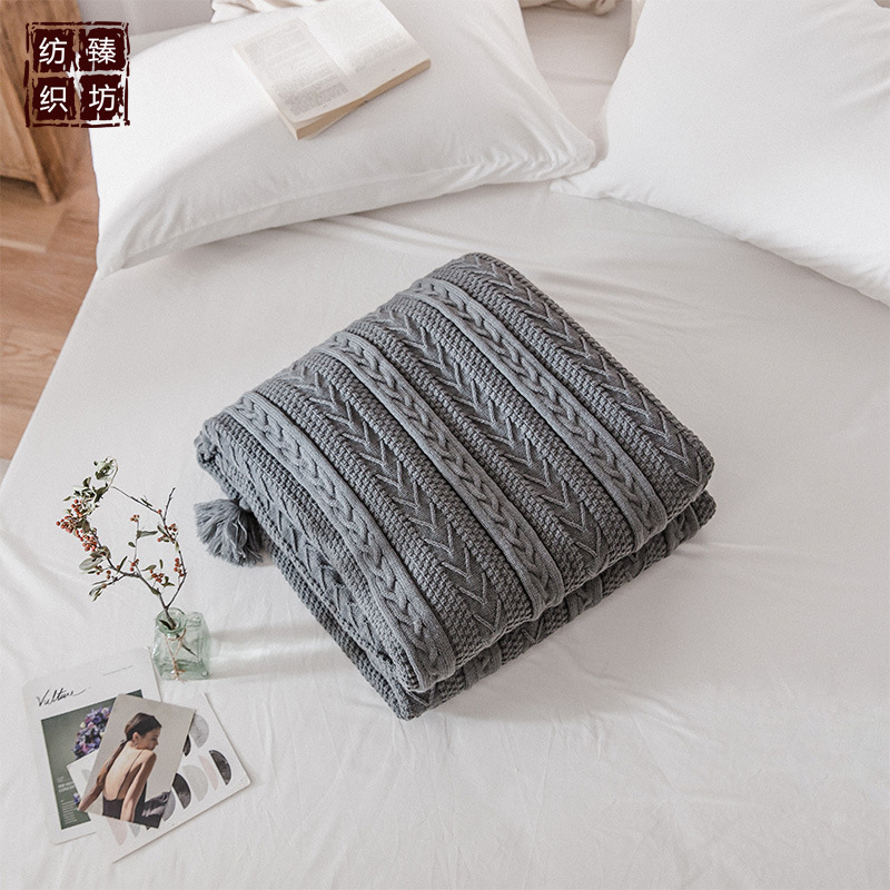 Nuevo otoño y el invierno de lana forrada de lana de punto manta de la borla casa suave juego de cama manta de ventas directas de fábrica