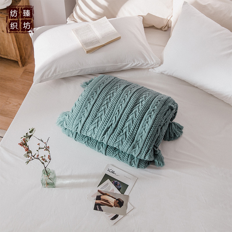 Nuevo otoño y el invierno de lana forrada de lana de punto manta de la borla casa suave juego de cama manta de ventas directas de fábrica