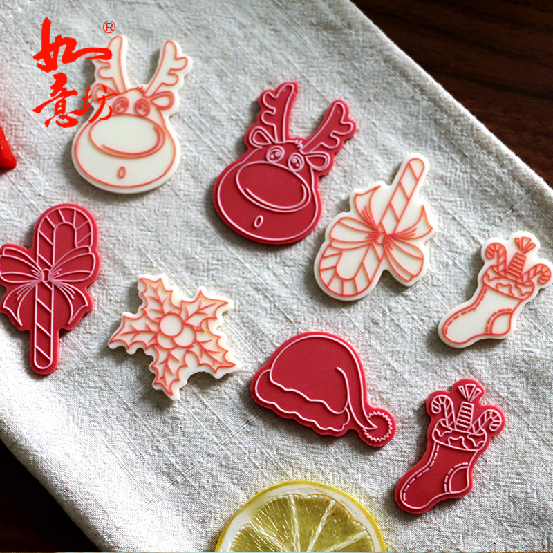 圣诞节系列双层巧克力硅胶模具蛋糕插牌插件装饰翻糖硅胶模具烘焙