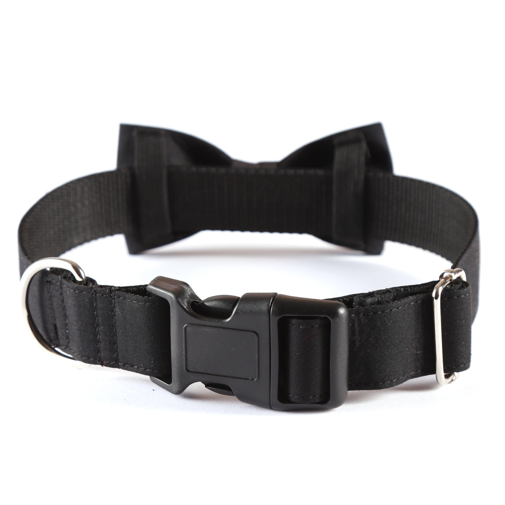 Fabricante nuevo punto transfronterizo algodón negro occidental boda mascota collar arco collar perro