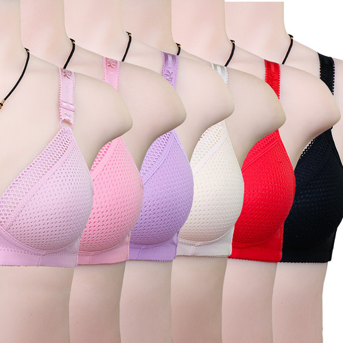 New breathable lace underwear women's simple and comfortable middle-aged bras Large size underwear without wire