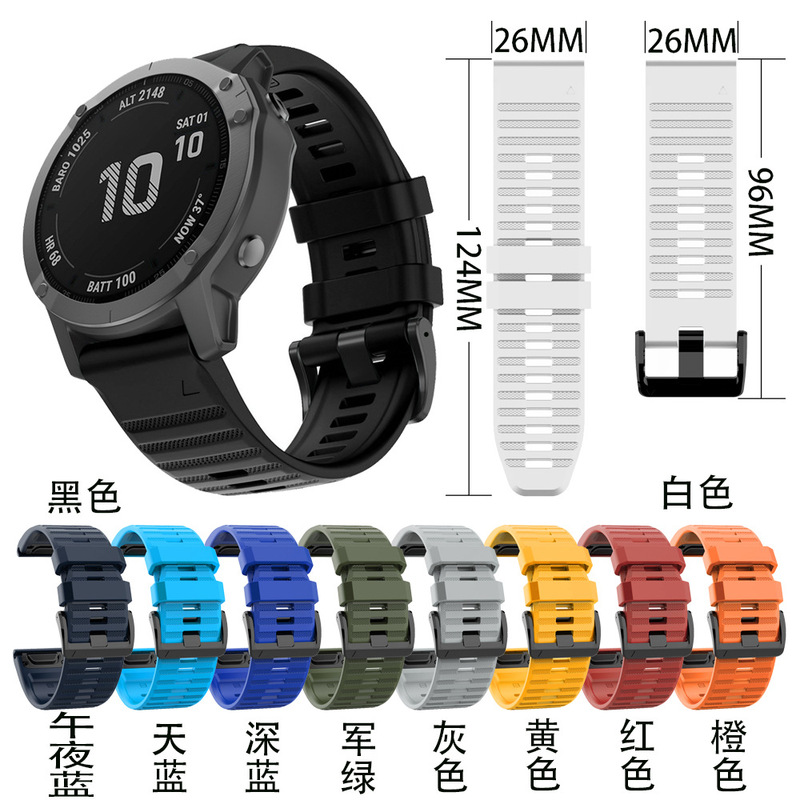 For Jiaming Fenix6 6X 5X fenix3 HR silicone strap 26 22mm quick release watch wristband